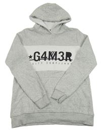 Šedá melírovaná mikina s nápisem a kapucí Pepperts vel. 176