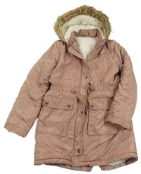 Starorůžová šusťáková zimní parka s kapucí Destination 
