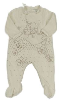 Smetanový sametový overal s výšivkou Du Parail