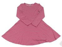 Růžovo-bílé pruhované kolové šaty Yigga