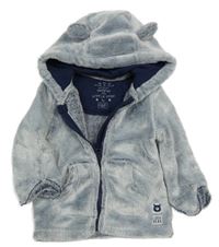 Modro-bílá chlupatá propínací mikina s kapucí F&F