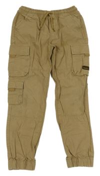 Béžové plátěné cargo kalhoty s kapsami TU 