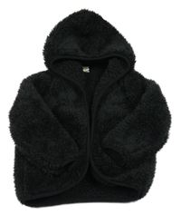 Černý chlupatý cardigan s kapucí Shein