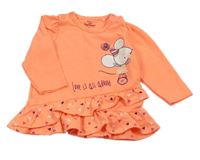 Neonově růžová tunika s myškou a volánky Topomini 