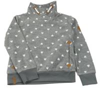 Šedá fleecová mikina se srdíčky a komínovým límcem Yigga