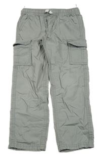 Šedé plátěné kalhoty s kapsami 