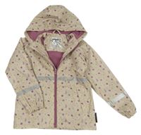 Béžová nepromokavá jarní zateplená bunda s lístky a kapucí Lupilu 