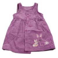 Růžové manšestrové propínací šaty se zajíčky Dunnes