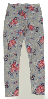 Šedé květované legíny Y.F.K. 