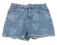 Modré riflové kraťasy se srdíčky C&A