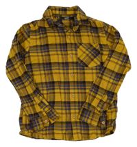 Okrovo-barevná kostkovaná flanelová košile Next