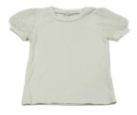 Bílé žebrované tričko se síťovanými rukávy Shein