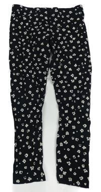 Černé legíny s kytičkami F&F