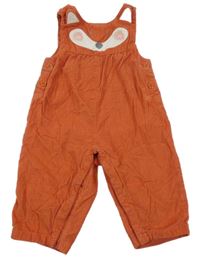 Oranžové manšestrové podšité laclové kalhoty s liškou Jojo Maman Bébé