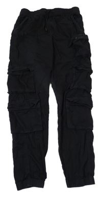 Černé cargo cuff plátěné kalhoty C&A