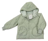 Nové - Khaki šusťáková prošívaná zateplená bunda s kapucí Zara