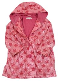 Růžový pogumovaný jarní kabát s hvězdičkami a kapucí M&S