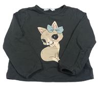 Černošedá crop mikina s kočičkou H&M