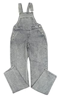 Šedo-bílé plísňové riflové laclové kalhoty H&M