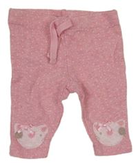 Růžové melírované puntíkaté tepláky s kočičkami Next