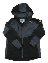 Tmavošedo-černá šusťáková funkční jarní bunda s kapucí REGATTA