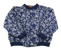 Tmavomodrý šusťákový jarní bomber s kytičkami TAPE 'A L'OEIL 