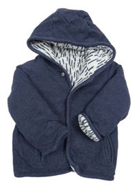 Tmavomodrý melírovaný zateplený oboustranný kabátek s kapucí George