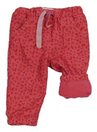 Jahodové šusťákové podšité kalhoty s motýlky Topomini
