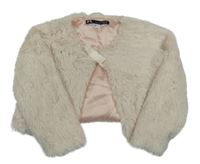 Smetanové kožešinové zateplené bolérko s mašlí litule INSIDE