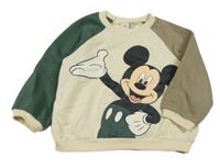Smetanovo-khaki-hnědošedá mikina s Mickey H&M