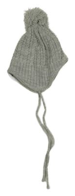 Šedo-bílá melírovaná vzorovaná zavazovací čepice s bambulí Ergee