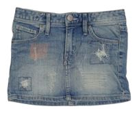 Světlemodrá riflová sukně s motýlkem a ošoupaného a prošoupaného vzhledu H&M