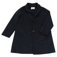 Tmavomodrý vlněný kabát s límečkem ZARA