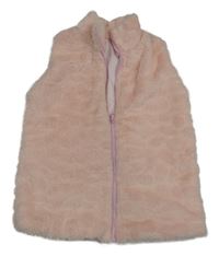 Světlerůžová kožešinová podšitá vesta