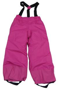 Tmavorůžové šusťákové funkční zimní oteplovačky s odepínacími kšandami Wed'ze