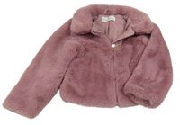 Starorůžová kožešinová podšitá crop bunda s límečkem H&M