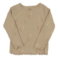 Světlebéžové žebrované triko se zajíčky Next