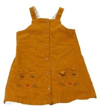 Medové manšestrové propínací podšité šaty s čumáčky/kapsami C&A