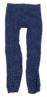 Tmavomodré puntíkaté žebrované legíny Tu