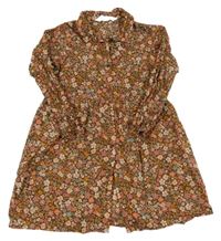 Hnědé kytičkované propínací šaty H&M