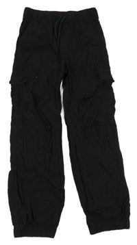 Černé cargo cuff plátěné kalhoty Peacocks