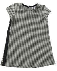 Černo-bílé vzorované šaty se třpytivým pruhem 