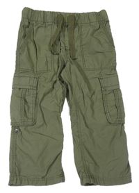 Khaki plátěné široké kalhoty s kapsami H&M