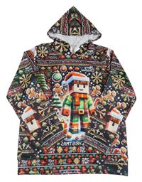 Černá vánoční mikina s lego figurkou a obrázky a kapucí