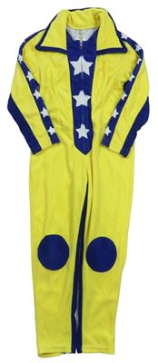 Kostým- Žluto-modrý sametový overal s hvězdičkami 