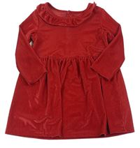 Červené žebrované sametové šaty Matalan