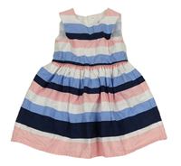 Modro-růžovo-bílé pruhované plátěné šaty Primark