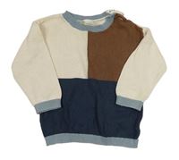 Světlebéžovo-hnědo-tmavomodrý svetr H&M