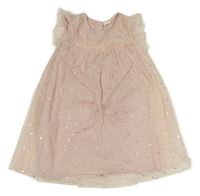 Světlerůžové třpytivé tylové šaty s hvězdami H&M