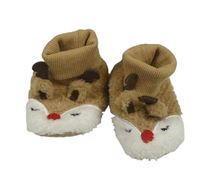 Nové - Hnědo-bílé chlupaté capáčky - sob Primark vel. 20/21